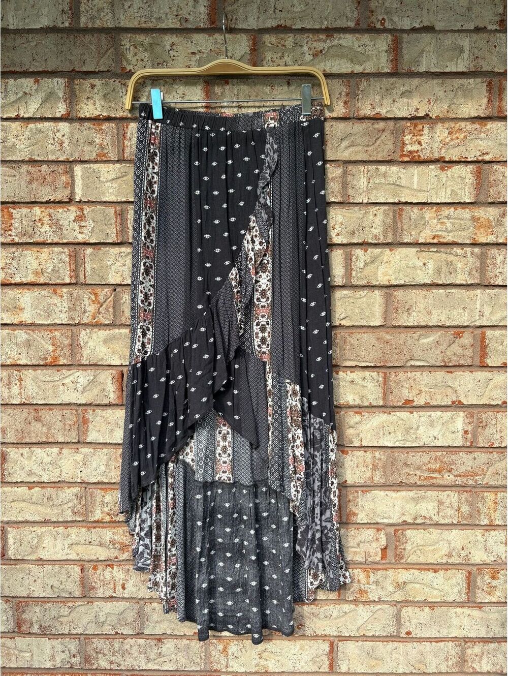 Sage The Label boho patchwork high-low skirt Size S